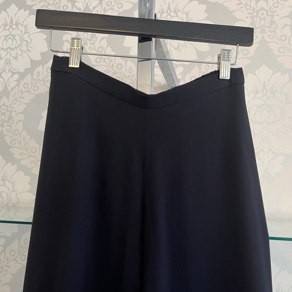 ST. JOHN EVENING Black Straight Leg Flat Front Silk Trouser/Pant - Picture 3 of 8